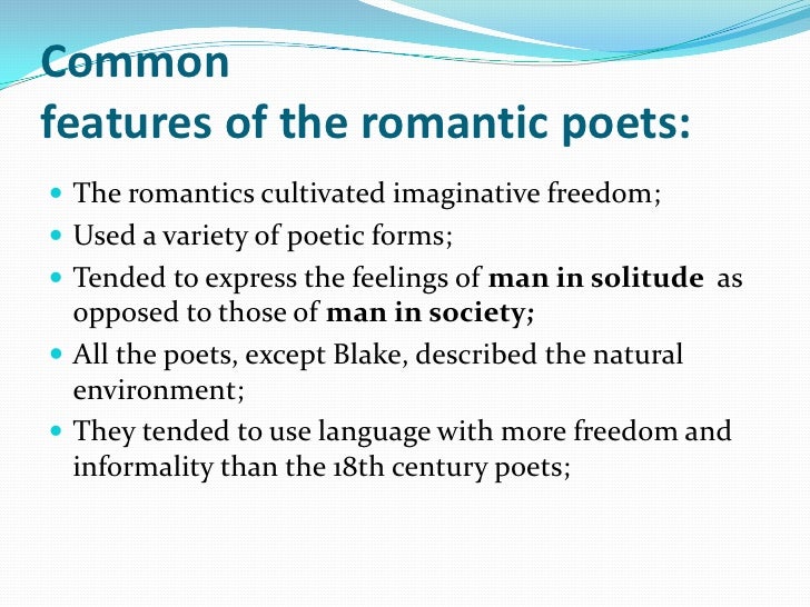 Features of romanticism in english literature
